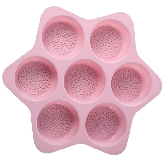 Forme de Silicon pentru Copt, Klevo, 7 Forme Rotiunde, pentru Burgeri si Prajituri, 38.5 x 4 cm, Roz