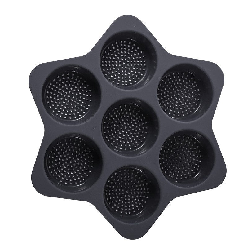 Forme de Silicon pentru Copt, Klevo, 7 Forme Rotiunde, pentru Burgeri si Prajituri, 38.5 x 4 cm, Negru