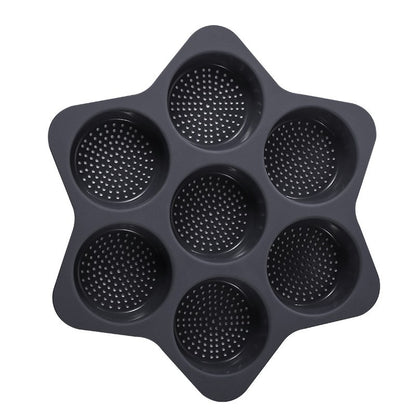 Forme de Silicon pentru Copt, Klevo, 7 Forme Rotiunde, pentru Burgeri si Prajituri, 38.5 x 4 cm, Negru
