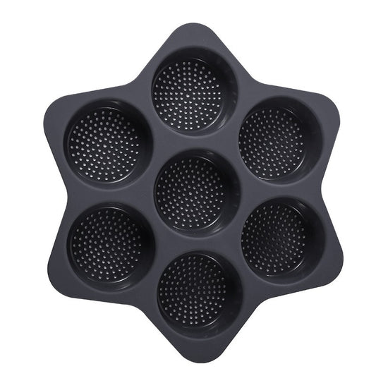Forme de Silicon pentru Copt, Klevo, 7 Forme Rotiunde, pentru Burgeri si Prajituri, 38.5 x 4 cm, Negru