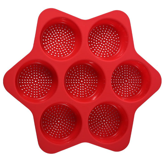 Forme de Silicon pentru Copt, Klevo, 7 Forme Rotiunde, pentru Burgeri si Prajituri, 38.5 x 4 cm, Rosu