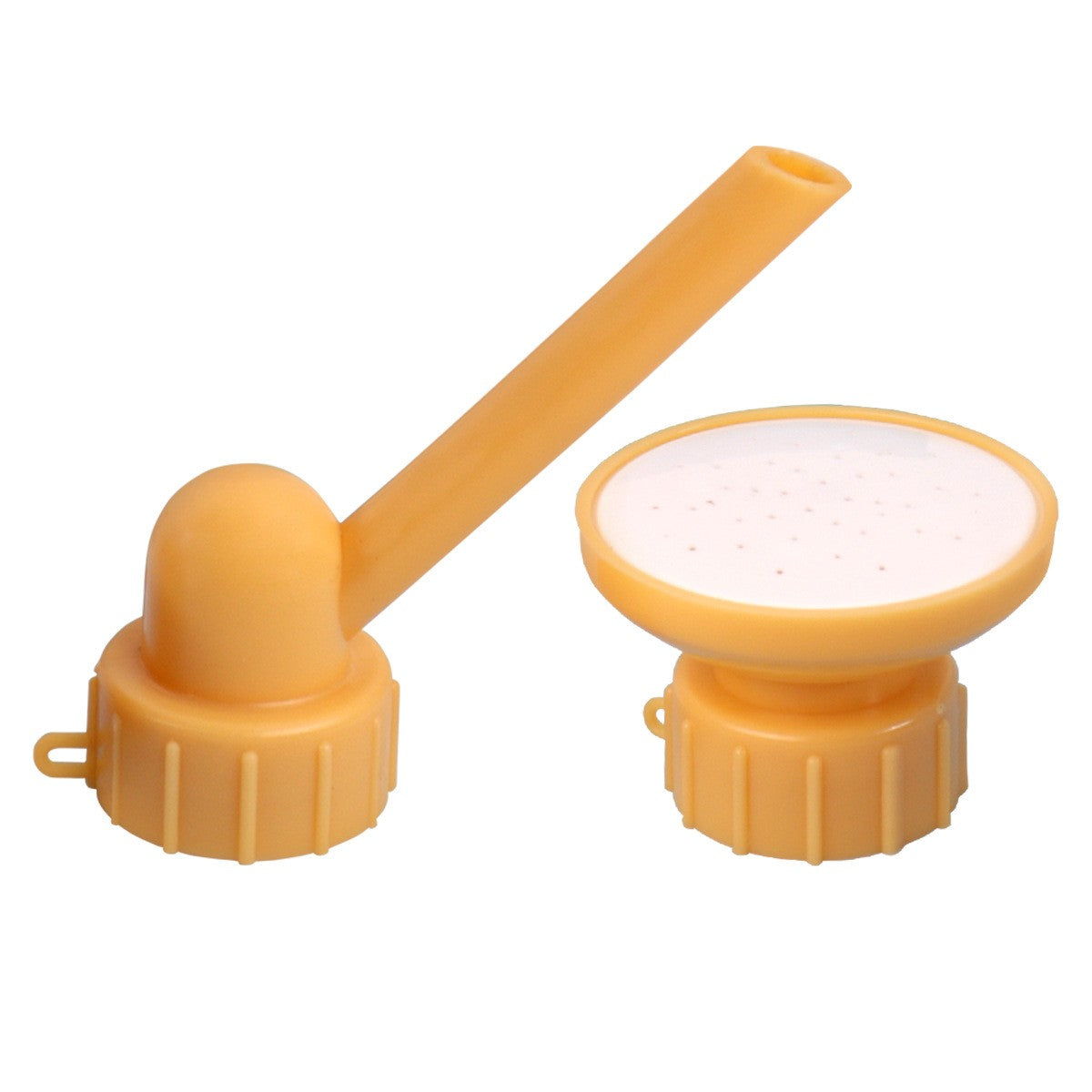 Set 2 capace de sticla pentru irigat florile Klevo, stropitoare si teava, practic si usor de utilizat, portabil, reutilizabil, 8 x 7.5 cm, galben