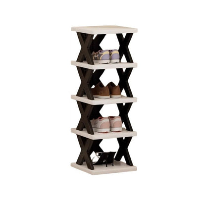 Organizator de Pantofi, Klevo, 5 Straturi, din ABS, Suport Modular, 65.5 x 24 x 26 cm, Negru/Alb