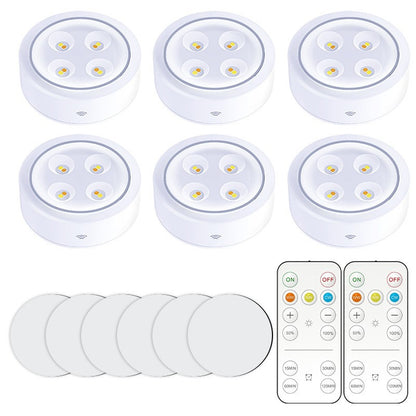 Set de 6 Lampi Led Klevo, Fara Fir, Cu Baterii, 3 Culori de Lumina, cu 2 Telecomenzi, din Plastic, Alb