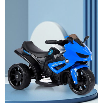 Motocicletă Electrică cu 3 Roti, Klevo, Acumulator Încarcare, Anti-Rasturnare, Lumini, Sunete, Off-Road, Baterie 6V 4.5Ah, 66x34x43cm, Albastru