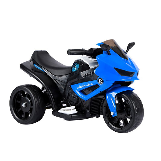 Motocicletă Electrică cu 3 Roti, Klevo, Acumulator Încarcare, Anti-Rasturnare, Lumini, Sunete, Off-Road, Baterie 6V 4.5Ah, 66x34x43cm, Albastru
