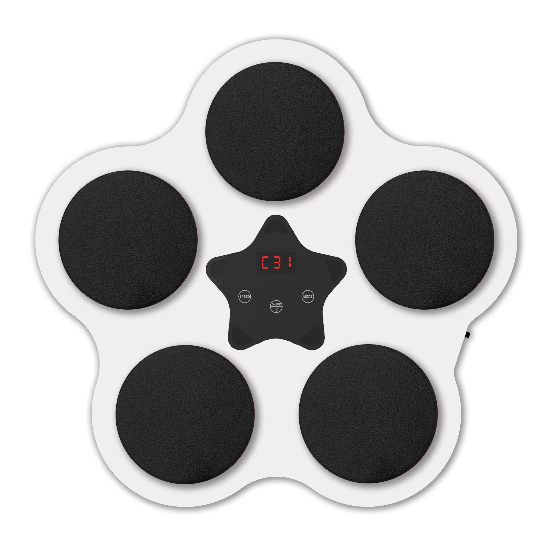 Jucarie de Boxat cu Muzica si Lumini, Klevo, Bluetooth, Incarcare USB, Aplicare cu Ventuze, 5 Tinte, 40x38x8 cm, 930 g, Alb