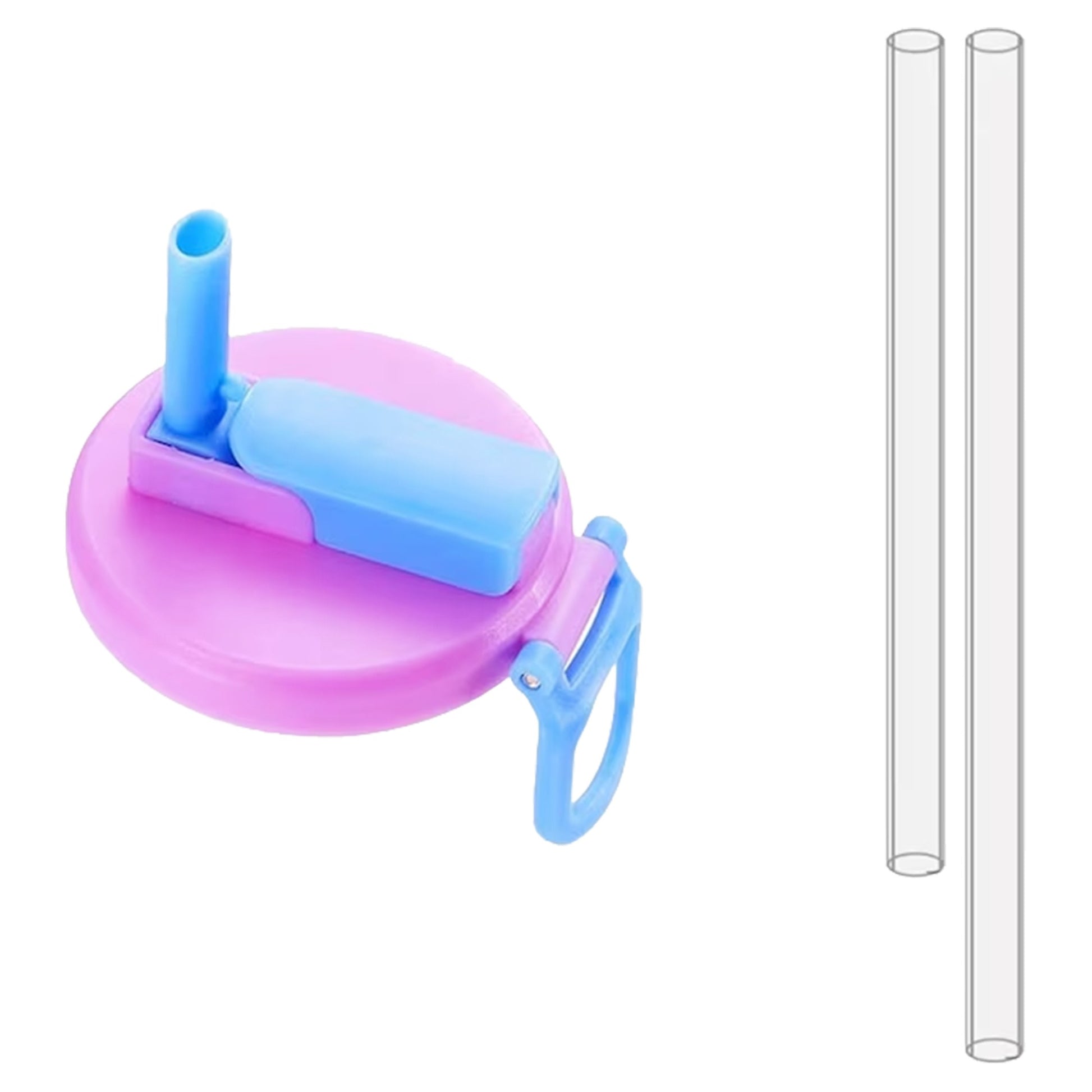 Capac Anti Varsare pentru Doze, Klevo, Model cu Pai Transparent, Reutilizabil, din Plastic, cu Maner Transportabil, 5.4 cm, Rozov
