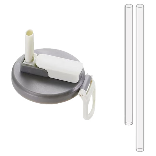 Capac Anti Varsare pentru Doze, Klevo, Model cu Pai Transparent, Reutilizabil, din Plastic, cu Maner Transportabil, 5.4 cm, Gri