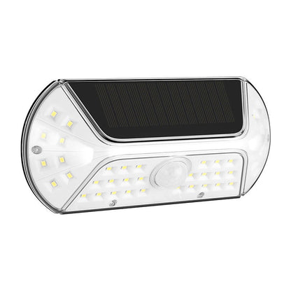 Aplica solara LED SMD pentru perete Klevo, cu senzor de miscare, dreptunghiulara, IP44, luminozitate mare 40 LED-uri, 3.7V, 1200mah, autonomie 8 ore, 19.2 x 8.9 cm, alb rece