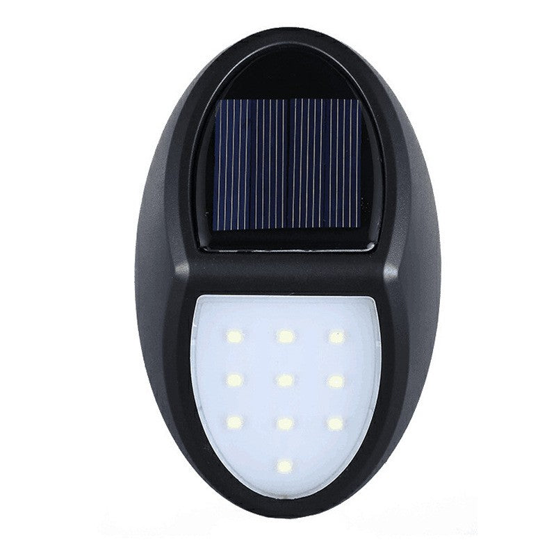 Aplica solara LED pentru perete Klevo, in forma ovala, 10 LED-uri, lumina puternica, IP65, 12 x 7.5 cm, 1.2 V, 300 mAh, autonomie 8-10 ore, alb rece