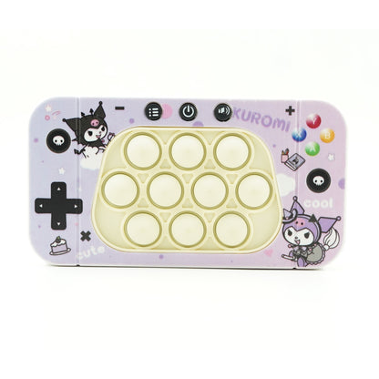 Jucarie interactiva tip consola pentru copii Klevo, speed push whack-a-mole, joc de viteza pop it, material ABS/silicon, cu nivele, sunete si lumini, 15.5 x 7.6 x 5.3 cm, model elfi, mov
