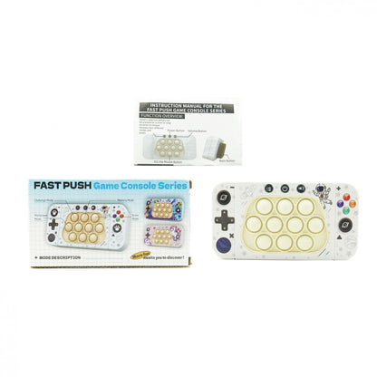 Jucarie interactiva tip consola pentru copii Klevo, speed push whack-a-mole, joc de viteza pop it, material ABS/silicon, cu nivele, sunete si lumini, 15.5 x 7.6 x 5.3 cm, model astronaut, alb
