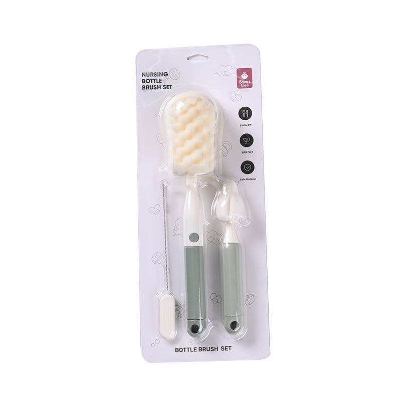 Set 3 Perii de Spalat Biberoane, Klevo, pentru Tetina, Biberon, Pai, Materiale Sigure, fara BPA, Curatare 360°, Verde