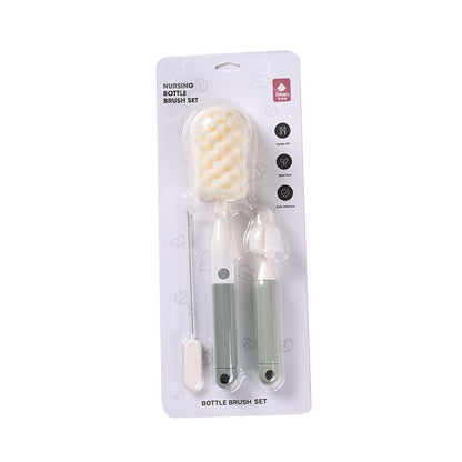 Set 3 Perii de Spalat Biberoane, Klevo, pentru Tetina, Biberon, Pai, Materiale Sigure, fara BPA, Curatare 360°, Verde