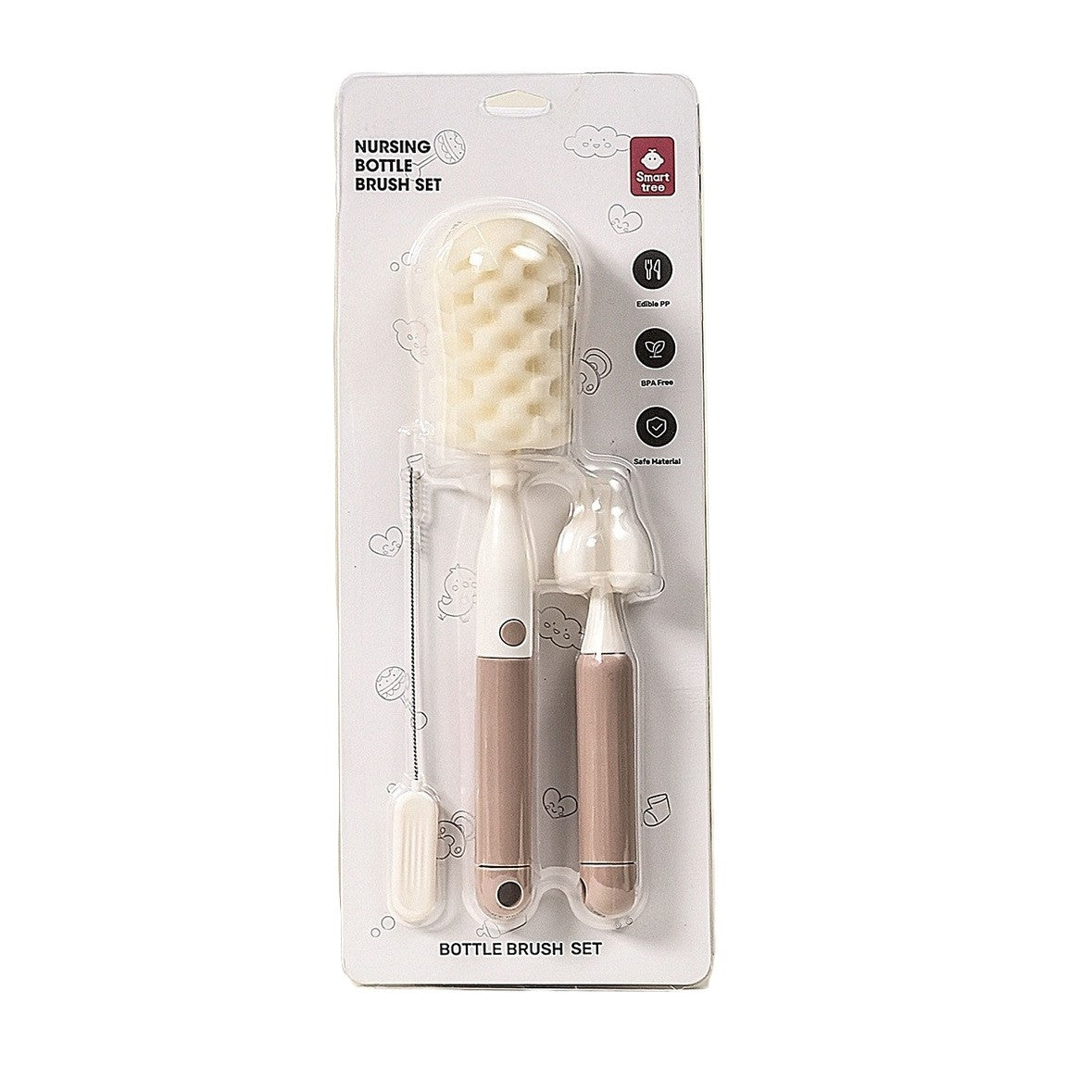 Set 3 Perii de Spalat Biberoane, Klevo, pentru Tetina, Biberon, Pai, Materiale Sigure, fara BPA, Curatare 360°, Roz