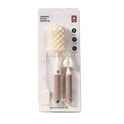 Set 3 Perii de Spalat Biberoane, Klevo, pentru Tetina, Biberon, Pai, Materiale Sigure, fara BPA, Curatare 360°, Roz