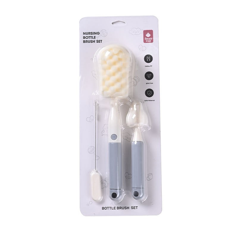 Set 3 Perii de Spalat Biberoane, Klevo, pentru Tetina, Biberon, Pai, Materiale Sigure, fara BPA, Curatare 360°, Gri
