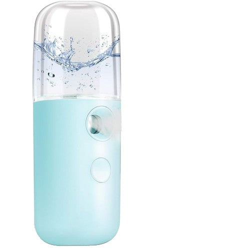 Spray de Hidratare Facială cu Tehnologie Nano, Klevo, Hidratare, Igienizare, Abur Rece, Încărcare USB, Capacitate 30 mL, 10cm, Albastru