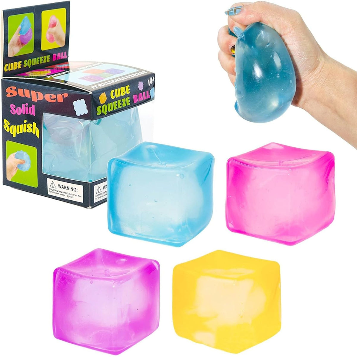 Jucarie Senzoriala Squishy, Klevo, Model Cub de Gheata, 1 Bucata, Jucarie Antistres pentru Copii si Adulti, Efect Calmant cu Revenire Lenta, 5.5  x 5.5 x 5.5 cm, Culoare Aleatorie