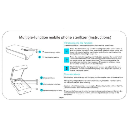 Sterilizator UV Alb pentru telefoane, cu functie difuzor aromatherapy si incarcare USB