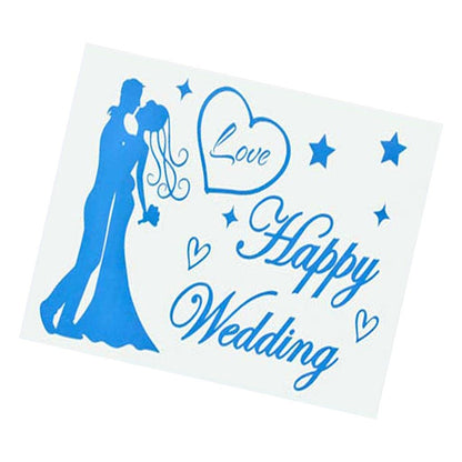 Sticker Autocolant, Klevo, Tematica Nunta, Model Scris Happy Wedding, 21x29 cm, Albastru