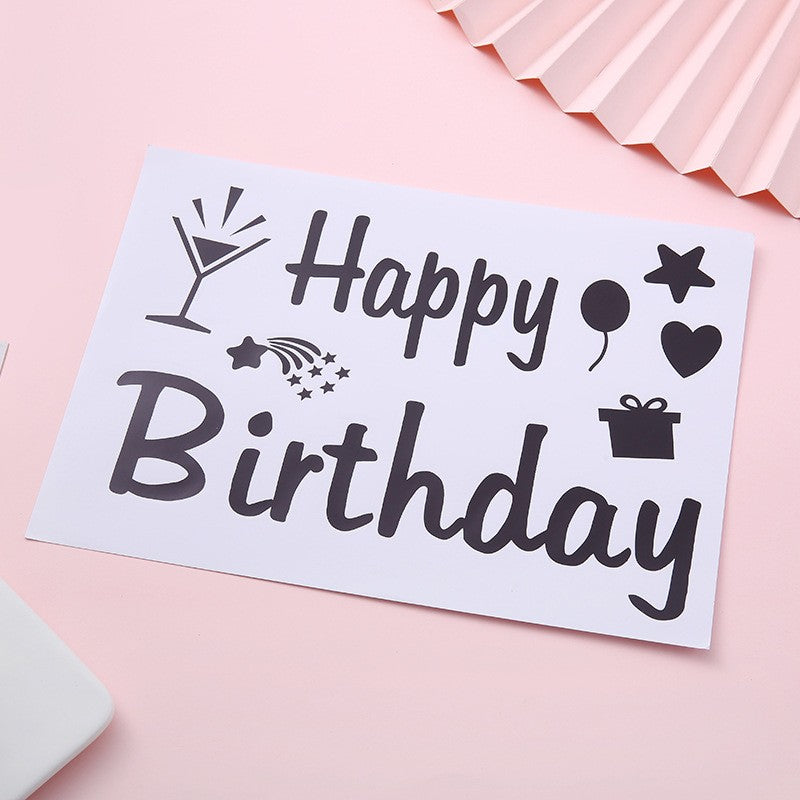 Sticker Autocolant pentru Baloane, Klevo, Tematica Aniversare, Model Happy Birthday, 29x21 cm, Negru