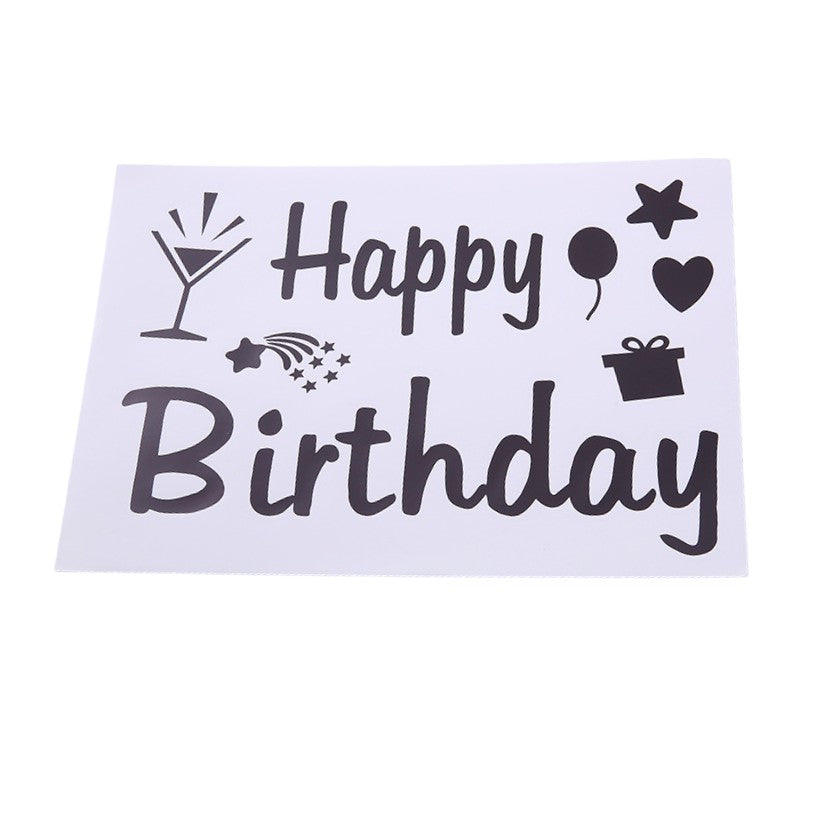 Sticker Autocolant pentru Baloane, Klevo, Tematica Aniversare, Model Happy Birthday, 29x21 cm, Negru