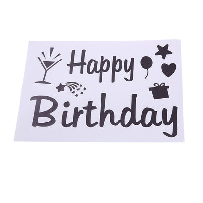 Sticker Autocolant pentru Baloane, Klevo, Tematica Aniversare, Model Happy Birthday, 29x21 cm, Negru