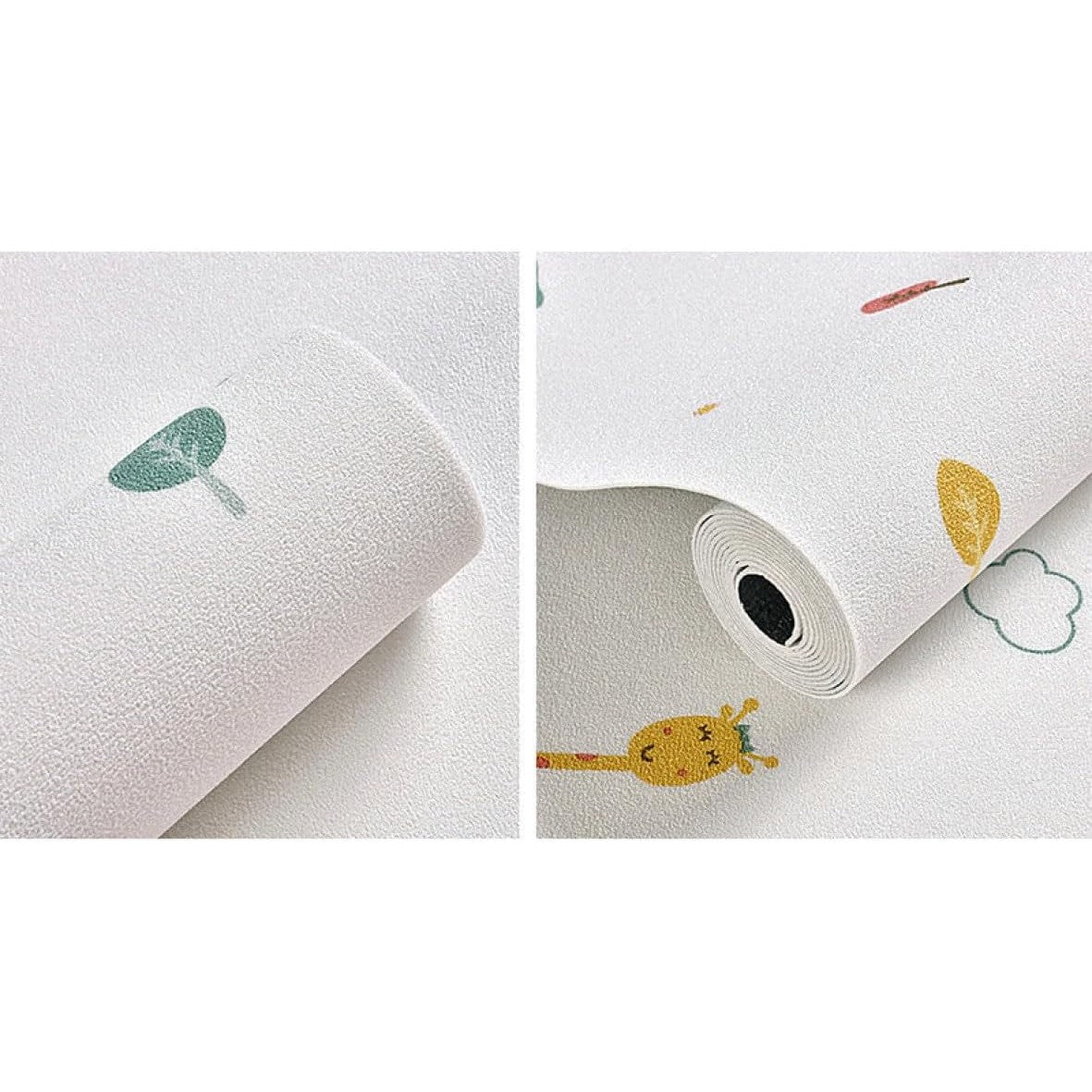 Rola Autoadeziva pentru Perete, Klevo, din Panza, 10 m, Rezistenta la Umezeala, 2.5 mm Grosime, Model Girafa si Elefant, Multicolor