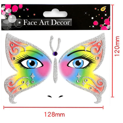 Sticker Temporar pentru Fata, Klevo, pentru Machiaj, Face Art, Halloween, Teatru, Model Fluture, Multicolor