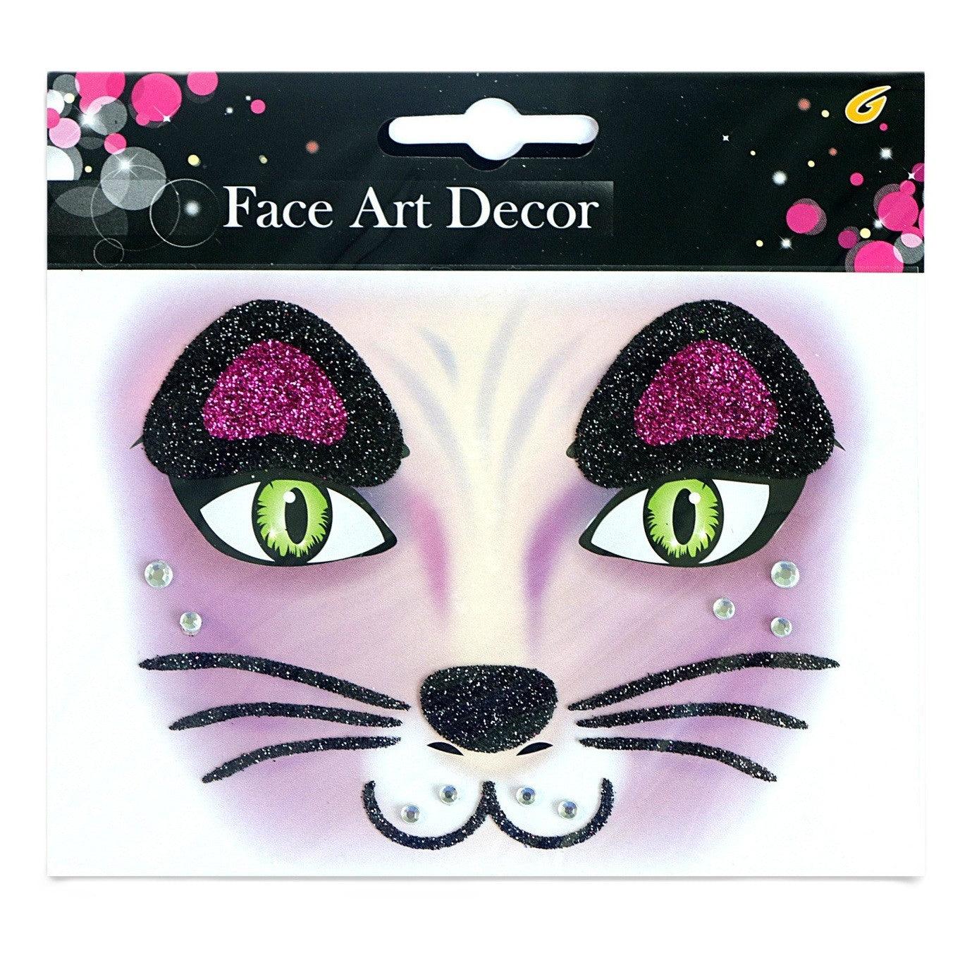 Sticker Temporar pentru Fata, Klevo, pentru Machiaj, Face Art, Halloween, Teatru, Model Pisica, Mov