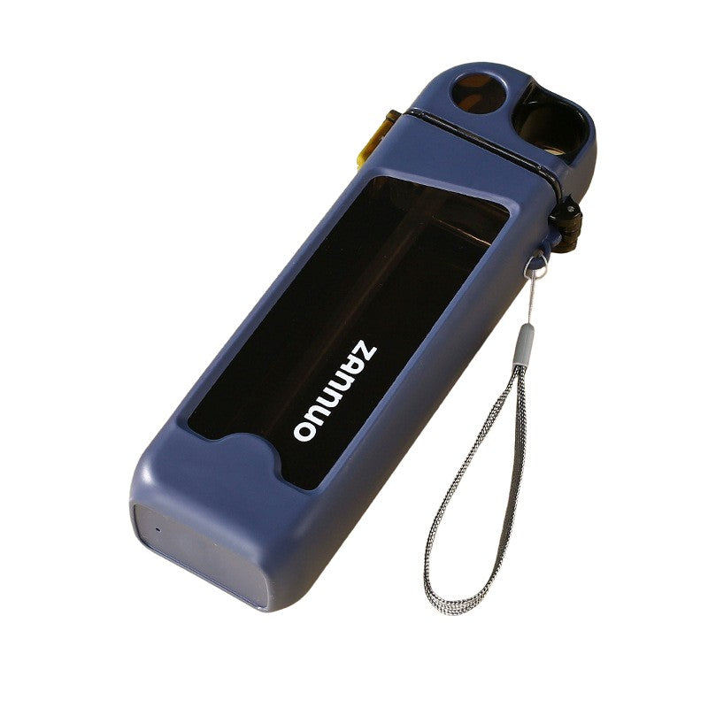 Sticla de Apa pentru Sport, Klevo, 350 ml, cu Pai si Capac, 23x7x4.4 cm, Buton de Blocare, din PC, Albastru