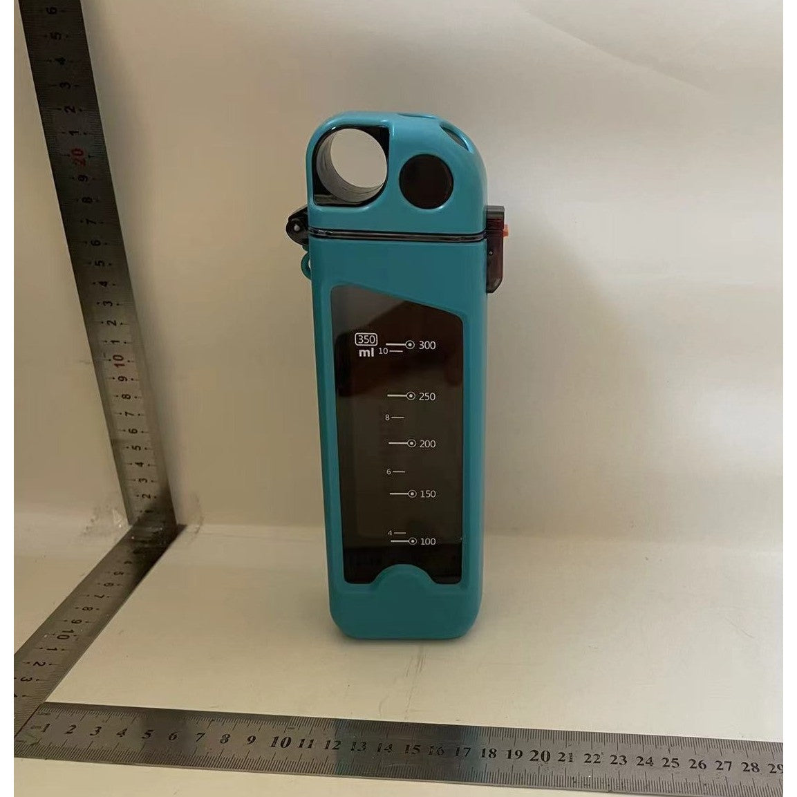 Sticla de Apa pentru Sport, Klevo, 350 ml, cu Pai si Capac, 23x7x4.4 cm, Buton de Blocare, din PC, Bleu