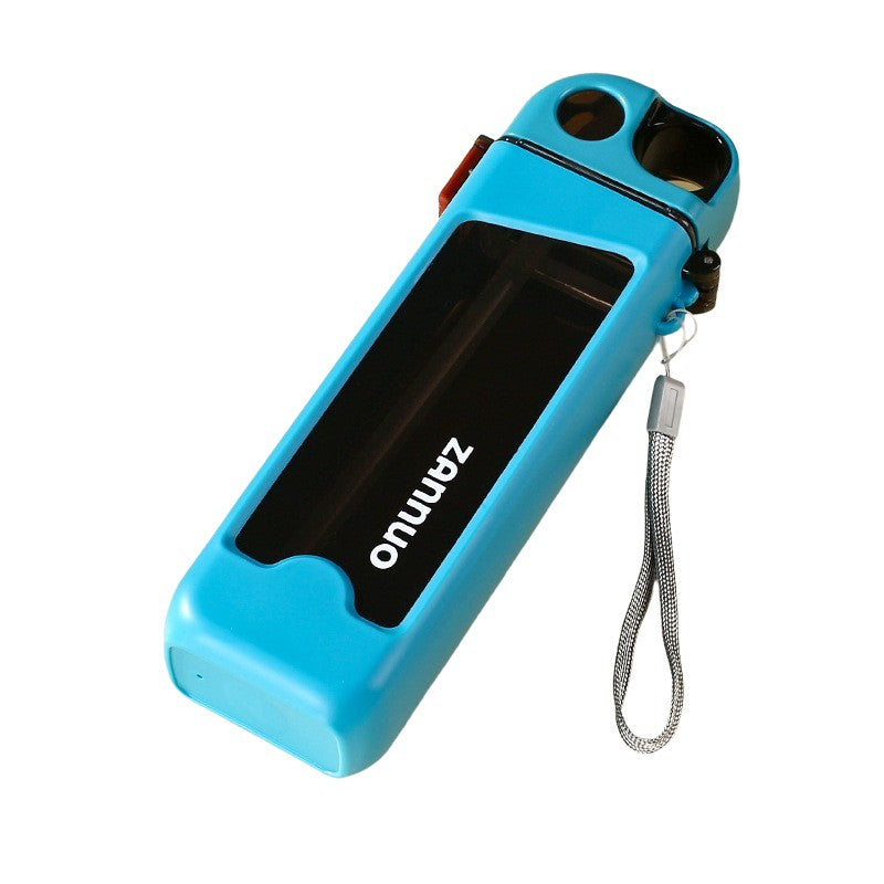 Sticla de Apa pentru Sport, Klevo, 350 ml, cu Pai si Capac, 23x7x4.4 cm, Buton de Blocare, din PC, Bleu