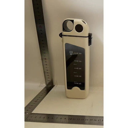 Sticla de Apa pentru Sport, Klevo, 350 ml, cu Pai si Capac, 23x7x4.4 cm, Buton de Blocare, din PC, Alb