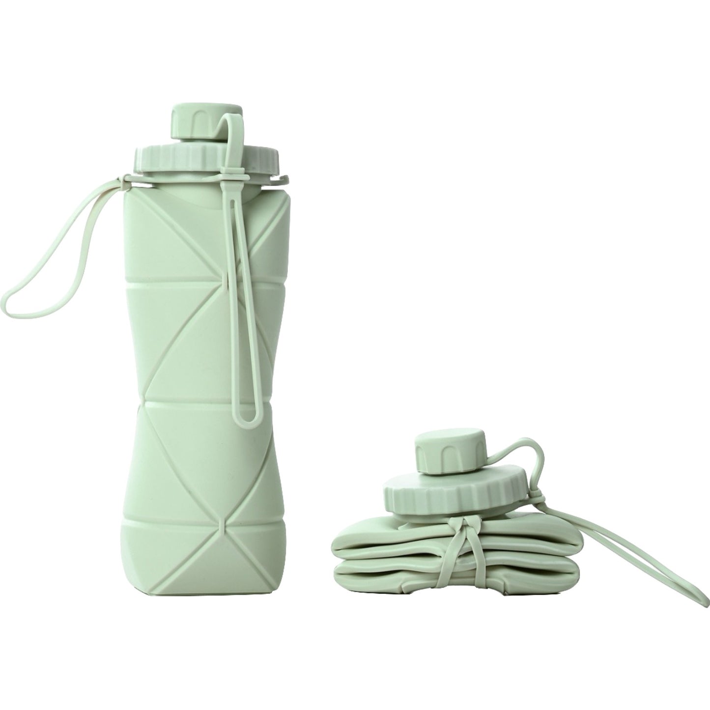 Sticla de apa pliabila Klevo, din silicon,reutilizabila, rezistenta la temepreturi ridiate, usor de depozitat si carat, 22 x 7.8 cm, 600 ml, verde