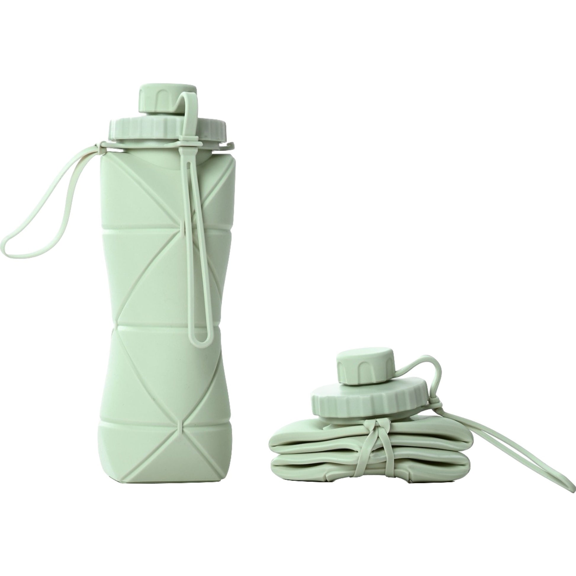 Sticla de apa pliabila Klevo, din silicon,reutilizabila, rezistenta la temepreturi ridiate, usor de depozitat si carat, 22 x 7.8 cm, 600 ml, verde