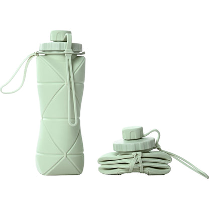 Sticla de apa pliabila Klevo, din silicon,reutilizabila, rezistenta la temepreturi ridiate, usor de depozitat si carat, 22 x 7.8 cm, 600 ml, verde