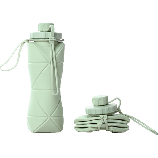Sticla de apa pliabila Klevo, din silicon,reutilizabila, rezistenta la temepreturi ridiate, usor de depozitat si carat, 22 x 7.8 cm, 600 ml, verde