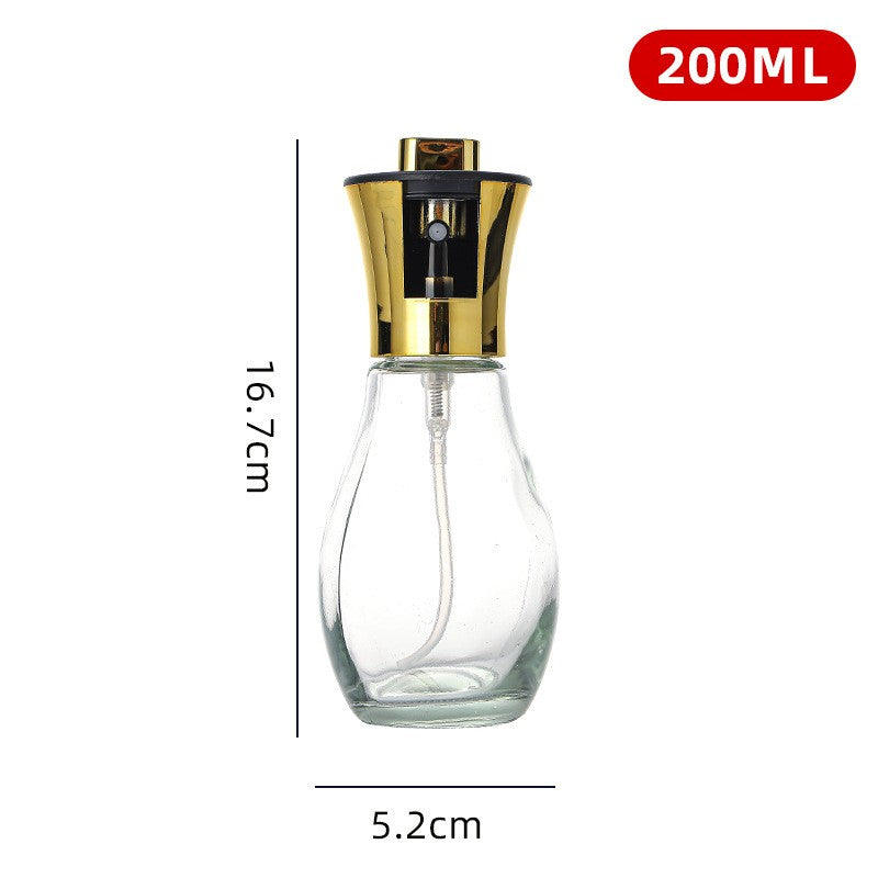 Sticla de ulei cu Pulverizator, Klevo, Sticla pentru Lichide de Bucatarie, Otet, Sos, 16.7 x 5.2 cm, Volum 200 ml, Gold