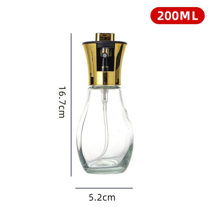 Sticla de ulei cu Pulverizator, Klevo, Sticla pentru Lichide de Bucatarie, Otet, Sos, 16.7 x 5.2 cm, Volum 200 ml, Gold