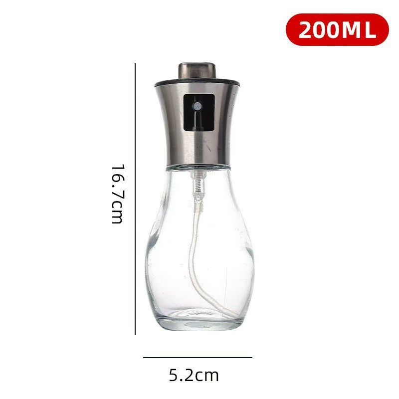 Sticla de ulei cu Pulverizator, Klevo, Sticla pentru Lichide de Bucatarie, Otet, Sos, 16.7 x 5.2 cm, Volum 200 ml, Gri