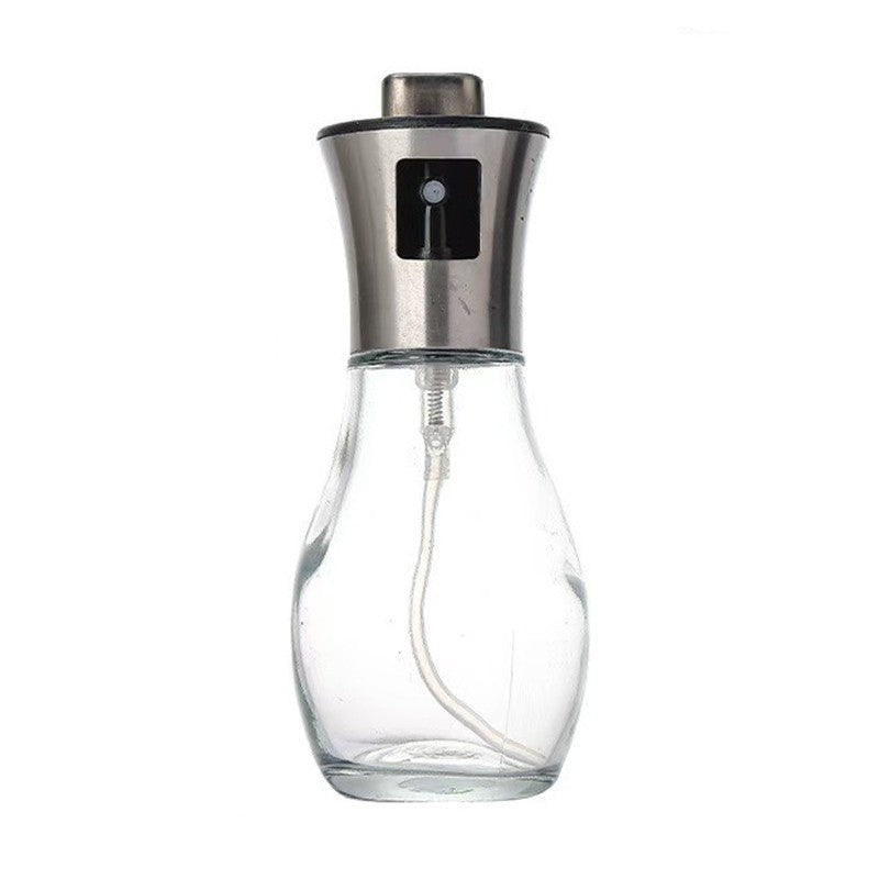 Sticla de ulei cu Pulverizator, Klevo, Sticla pentru Lichide de Bucatarie, Otet, Sos, 16.7 x 5.2 cm, Volum 200 ml, Gri