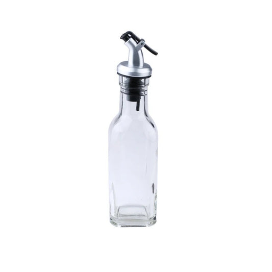 Sticla de Ulei de Masline, Klevo, Sticla etansa pentru Lichide de Bucatarie, Sticla pentru Uleiuri, Sosuri, Otet, Capac din Inox Dozator, 19.5 x 4.8 cm, volum 150 ml, Transparent
