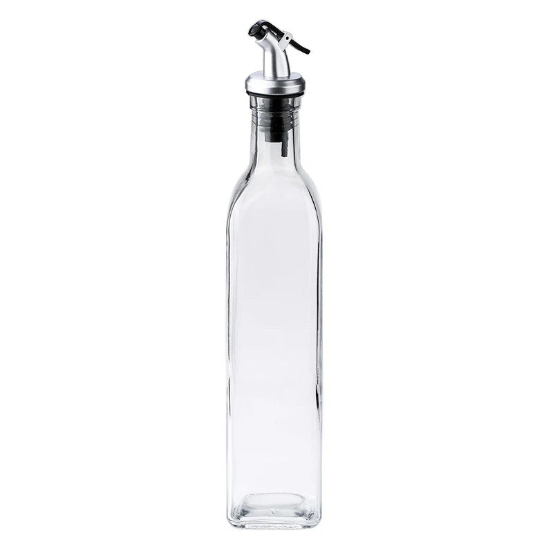 Sticla de Ulei de Masline, Klevo, Sticla etansa pentru Lichide de Bucatarie, Sticla pentru Uleiuri, Sosuri, Otet, Capac din Inox Dozator, 30 x 6 cm, volum 500 ml, Transparent