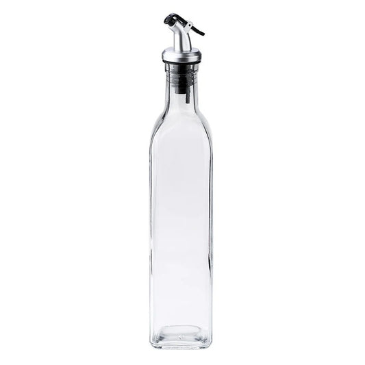 Sticla de Ulei de Masline, Klevo, Sticla etansa pentru Lichide de Bucatarie, Sticla pentru Uleiuri, Sosuri, Otet, Capac din Inox Dozator, 30 x 6 cm, volum 500 ml, Transparent