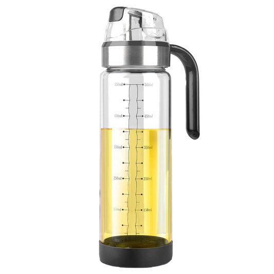 Sticla de ulei etansa cu deschidere inchidere, Klevo, Dispenser de ulei de bucatarie, Sos de soia, Otet, 500 ml, Transparent