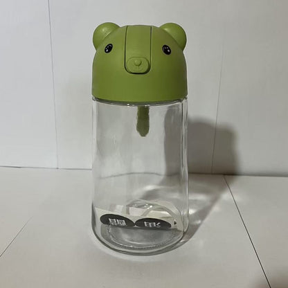 Recipient de ulei, Klevo, Model Ursulet, Sticla pentru Lichide de Bucatarie, Inchidere Deschidere Automata, 18.5 x 13 cm, Volum 630 ml, Verde