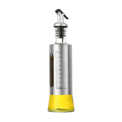 Sticla de ulei, Klevo, Sticla de Ulei din Otel Inoxidabil, Sticla pentru Lichide de Bucatarie, Sticla pentru Lichide de Gatit, 24.8 x 6.5 cm, volum 300 ml, Gri Transparent